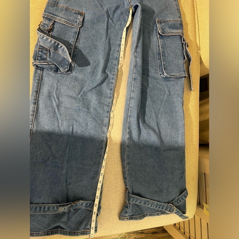 Fashion Nova cargo wide leg jeans size 9 - Picture 4 of 9